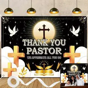 Thank You Pastor Backdrop Black Gold Cross Dove Religious Background Pastor Appreciation Day Banner Church Celebration Retirement Party Decorations Photo Booth Props 7x5FT Thank You Pastor Backdrop Black Gold Cross Dove Religious Background Pastor Appreciation Day Banner Church Celebration Retirement Party Decorations Photo Booth Props 7x5FT