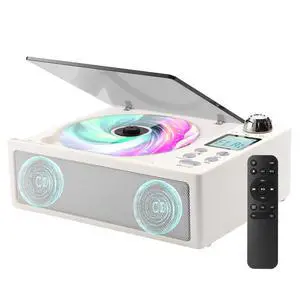 CD Player Portable, Desktop CD Players for Home with Cable and Adapter, Dual Speakers, Support Opt/USB/TF Card/AUX/FM with Remote Control, LCD Display, 3.5mm Headphone Jack, White CD Player Portable, Desktop CD Players for Home with Cable and Adapter, Dual Speakers, Support Opt/USB/TF Card/AUX/FM with Remote Control, LCD Display, 3.5mm Headphone Jack, White