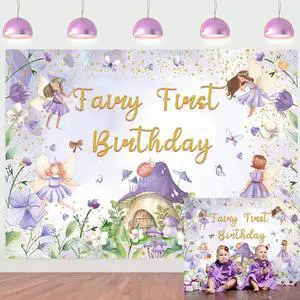 Purple Fairy First Birthday Backdrop 8x6ft | Floral Fairy Girls 1st Photography Background Purple Tale Theme Birthday Party Decorations Purple Fairy First Birthday Backdrop 8x6ft | Floral Fairy Girls 1st Photography Background Purple Tale Theme Birthday Party Decorations