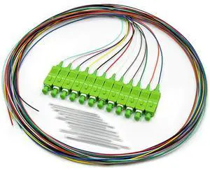 1.5 Meter 12 Strand Single Mode SC APC Fiber Pigtail, 9/125um, OS1/OS2 Compatible, Includes 12 Fiber Optic Fusion Splice Protective Shrink Sleeves 1.5 Meter 12 Strand Single Mode SC APC Fiber Pigtail, 9/125um, OS1/OS2 Compatible, Includes 12 Fiber Optic Fusion Splice Protective Shrink Sleeves