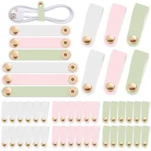 52 Pieces PU Leather Cable Strap, Earbud Cord Organizer, PU Leather Handmade Portable USB Cord Holder, Earphone Tie Cable Management,for Home, Travel,School, Office (Green,Pink,White) 52 Pieces PU Leather Cable Strap, Earbud Cord Organizer, PU Leather Handmade Portable USB Cord Holder, Earphone Tie Cable Management,for Home, Travel,School, Office (Green,Pink,White)