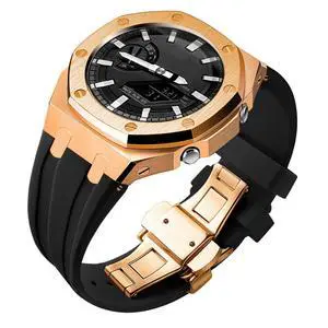 Ga2100 Band Case Strap Mod Kit,Pink Gold Stainless Steel Metal Case Bezel 9 match Color Silicone Band Strap Parts Compatible With Casio G shock Ga-2100 Ga-2110 GAB-2100 Ga2100 Band Case Strap Mod Kit,Pink Gold Stainless Steel Metal Case Bezel 9 match Color Silicone Band Strap Parts Compatible With Casio G shock Ga-2100 Ga-2110 GAB-2100