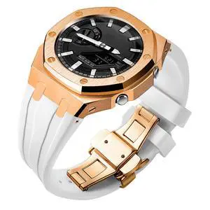 Ga2100 Band Case Strap Mod Kit,Pink Gold Stainless Steel Metal Case Bezel 9 match Color Silicone Band Strap Parts Compatible With Casio G shock Ga-2100 Ga-2110 GAB-2100 Ga2100 Band Case Strap Mod Kit,Pink Gold Stainless Steel Metal Case Bezel 9 match Color Silicone Band Strap Parts Compatible With Casio G shock Ga-2100 Ga-2110 GAB-2100