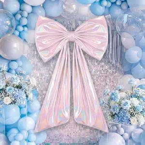 Oversized Iridescent Bow Wall Decor Large Bow Decoration Party | Laser White 40x24 Inch Giant Bow for Bachelorette Bridal Shower Disco Coquette Y2K Birthday Oversized Iridescent Bow Wall Decor Large Bow Decoration Party | Laser White 40x24 Inch Giant Bow for Bachelorette Bridal Shower Disco Coquette Y2K Birthday