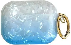 Compatible with AirPods Pro 3 (2025) Case Soft TPU with Cute Golden Keychain Cover Leopard Paint Case for Girls Women for Airpod Pro 3 - Gradient Blue Compatible with AirPods Pro 3 (2025) Case Soft TPU with Cute Golden Keychain Cover Leopard Paint Case for Girls Women for Airpod Pro 3 - Gradient Blue