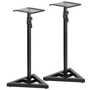 (TM) Upgraded Height Adjustable Speaker Stands Mounts, Two in One Floor Stands, Heavy Duty Base and Extendable Tube with 44 LBS Capacity Per Stand, 27"-43" Height Adjustment (TM) Upgraded Height Adjustable Speaker Stands Mounts, Two in One Floor Stands, Heavy Duty Base and Extendable Tube with 44 LBS Capacity Per Stand, 27"-43" Height Adjustment