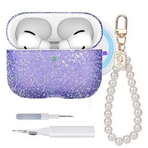 Glitter Case for Airpods Pro 3,with Wristlet Keychain & Cleaning Kit | MagSafe Compatible | TPU Material | Sparkle | Durable | Shockproof | Glitter Purple Glitter Case for Airpods Pro 3,with Wristlet Keychain & Cleaning Kit | MagSafe Compatible | TPU Material | Sparkle | Durable | Shockproof | Glitter Purple