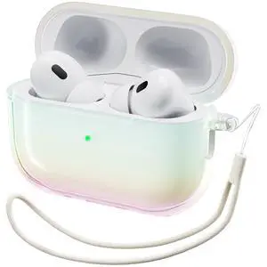 Iridescent Clear Case for AirPods Pro 2nd Generation with Lanyard | Iridescent Gradient TPU, Shock-Absorbing Protection, LED Visible, Detachable Lanyard, Wired & Wireless Charging Compatible Iridescent Clear Case for AirPods Pro 2nd Generation with Lanyard | Iridescent Gradient TPU, Shock-Absorbing Protection, LED Visible, Detachable Lanyard, Wired & Wireless Charging Compatible