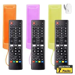(Pack of 3) Replacement Remote Fit LG TV Remote with Anti-Lost Glow Protective Silicone Cover & Hook, Universal for LG All Smart LCD LED HDTV UHD OLED 3D 4K TVs(Orange&Yellow&Purple) (Pack of 3) Replacement Remote Fit LG TV Remote with Anti-Lost Glow Protective Silicone Cover & Hook, Universal for LG All Smart LCD LED HDTV UHD OLED 3D 4K TVs(Orange&Yellow&Purple)