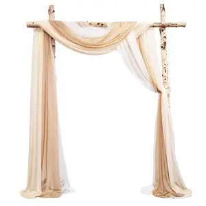 2.5x19.5 ft Wedding Arch Draping Fabric, 3 Panels Draping Fabric Arbor Drapery for Party Bridal Ceremony Backdrop Wedding Stage Reception Decorations, Light Brown, Champagne & White 2.5x19.5 ft Wedding Arch Draping Fabric, 3 Panels Draping Fabric Arbor Drapery for Party Bridal Ceremony Backdrop Wedding Stage Reception Decorations, Light Brown, Champagne & White