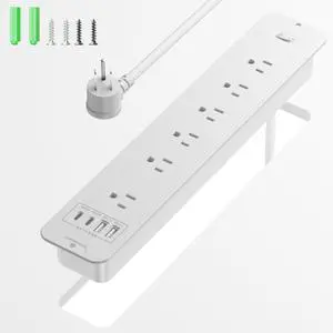 Recessed Surge Protector Power Strip with 6AC + 4USB (2 USB-C PD20W), 1800J, 6FT Extension Cord, Space-Saver Flush Mount for Conference Tables/Desks/Furniture/Kitchen Recessed Surge Protector Power Strip with 6AC + 4USB (2 USB-C PD20W), 1800J, 6FT Extension Cord, Space-Saver Flush Mount for Conference Tables/Desks/Furniture/Kitchen