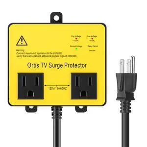 TV Surge Protector for Smart TV, Double Outlet Voltage Protector for Home Appliances with Time Delay, Protects Against Brownout, Spike, Instant Surge All Voltage Abnormalities TV Surge Protector for Smart TV, Double Outlet Voltage Protector for Home Appliances with Time Delay, Protects Against Brownout, Spike, Instant Surge All Voltage Abnormalities