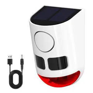Solar Motion Sensor Alarm with Strobe Light, 130dB Outdoor Security Alarm System, 13 Alarm Sounds with Remote Control, Solar Powered, Waterproof PIR Motion Detector for Farm Yard Garden Orchard.1PCS Solar Motion Sensor Alarm with Strobe Light, 130dB Outdoor Security Alarm System, 13 Alarm Sounds with Remote Control, Solar Powered, Waterproof PIR Motion Detector for Farm Yard Garden Orchard.1PCS