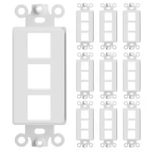 10 Pack 3Port Decorator Wall Plate 1-Gang Keystone Decorative Insert, Keystone Jack Single Gang Wall Plate - White 10 Pack 3Port Decorator Wall Plate 1-Gang Keystone Decorative Insert, Keystone Jack Single Gang Wall Plate - White