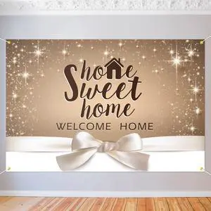 Home Sweet Home Backdrop Banner Decor Gold Glitter - Welcome Home Housewarming Party Theme Decorations for Bridal Shower New House Supplies Home Sweet Home Backdrop Banner Decor Gold Glitter - Welcome Home Housewarming Party Theme Decorations for Bridal Shower New House Supplies