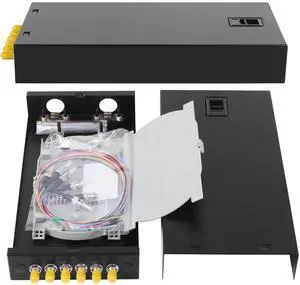 2-Pack ST-UPC 6 Simplex 6 Port Wall Mount Fiber Enclosure with Splice Tray Singlemode ST-UPC Kit (Includes 1.2 Meter Pigtail and Fiber Coupler) 2-Pack ST-UPC 6 Simplex 6 Port Wall Mount Fiber Enclosure with Splice Tray Singlemode ST-UPC Kit (Includes 1.2 Meter Pigtail and Fiber Coupler)