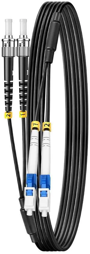 Outdoor OS2 LC to ST Single Mode Fiber Patch Cable, 30FT/10M | OD-5mm,Industrial TPU, Armored, Duplex Singlemode, Direct Burial, SMF, SM, Fiber Optic Cable, 10G/40G/100G, 9/125um Outdoor OS2 LC to ST Single Mode Fiber Patch Cable, 30FT/10M | OD-5mm,Industrial TPU, Armored, Duplex Singlemode, Direct Burial, SMF, SM, Fiber Optic Cable, 10G/40G/100G, 9/125um