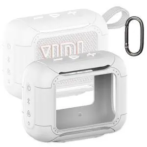 Silicone Cover Case for JBL Go 5 Portable Bluetooth Speaker | Protective Case for Go 5 Speaker, Shockproof Drop-Protection Cover with Carabiner (White) Silicone Cover Case for JBL Go 5 Portable Bluetooth Speaker | Protective Case for Go 5 Speaker, Shockproof Drop-Protection Cover with Carabiner (White)