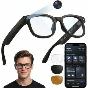 AI Smart Glasses with Voice Assistant & 1080P Camera, Bluetooth Audio & Real-Time Translator; with Anti-Shake Video, Magnetic Charging, Interchangeable Lens, Hands-Free Calling & Music AI Smart Glasses with Voice Assistant & 1080P Camera, Bluetooth Audio & Real-Time Translator; with Anti-Shake Video, Magnetic Charging, Interchangeable Lens, Hands-Free Calling & Music