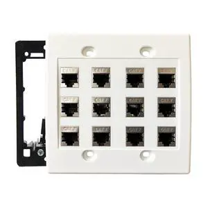 Cat7 Wall Plate - RJ45 Ethernet Wall Outlet, Female to Female Cat 7 Plate, for Network Setup - White (12 Port) Cat7 Wall Plate - RJ45 Ethernet Wall Outlet, Female to Female Cat 7 Plate, for Network Setup - White (12 Port)