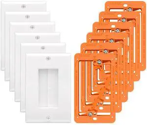 6 Pack Brush Wall Plate with Mounting Bracket, Cable Pass Through | Single Gang Cord Hider Decorator Cover for Low Voltage Wires, TV Home Theater System, Orange 6 Pack Brush Wall Plate with Mounting Bracket, Cable Pass Through | Single Gang Cord Hider Decorator Cover for Low Voltage Wires, TV Home Theater System, Orange