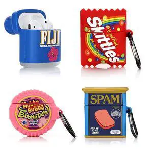 (4Pack) Case for AirPods 2nd/1st Generation(2019/2016) Earbuds, Silicone Case Protective Cover with Cute Cartoon Skin Design for AirPods 1/2, with Carabiner (SKI+Fiji+SPAM+Bubba) (4Pack) Case for AirPods 2nd/1st Generation(2019/2016) Earbuds, Silicone Case Protective Cover with Cute Cartoon Skin Design for AirPods 1/2, with Carabiner (SKI+Fiji+SPAM+Bubba)