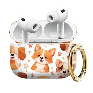 Compatible with AirPod Pro 3 Case (2025), Shockproof Dustproof Protective Cover with Cute Golden Keychain for Women & Girls - Cute Dogs Bones Paws Hearts Compatible with AirPod Pro 3 Case (2025), Shockproof Dustproof Protective Cover with Cute Golden Keychain for Women & Girls - Cute Dogs Bones Paws Hearts