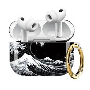 Compatible with AirPod Pro 3 Case (2025), Shockproof Dustproof Protective Cover with Cute Golden Keychain for Women & Girls - Wave Mountain Moon Night Compatible with AirPod Pro 3 Case (2025), Shockproof Dustproof Protective Cover with Cute Golden Keychain for Women & Girls - Wave Mountain Moon Night