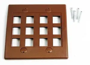 Keystone Wall Plate Double Gang 12-Port Brown (1 Piece Flush) Keystone Wall Plate Double Gang 12-Port Brown (1 Piece Flush)