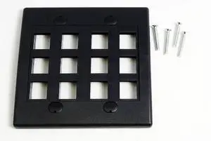 Keystone Wall Plate Double Gang 12-Port Black (1 Piece Flush) Keystone Wall Plate Double Gang 12-Port Black (1 Piece Flush)