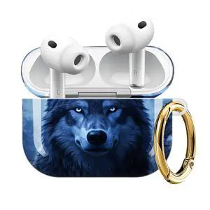 Compatible with AirPod Pro 3 Case (2025), Shockproof Dustproof Protective Cover with Cute Golden Keychain for Women & Girls - Wolf Moonlight Forest Compatible with AirPod Pro 3 Case (2025), Shockproof Dustproof Protective Cover with Cute Golden Keychain for Women & Girls - Wolf Moonlight Forest