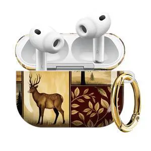 Compatible with AirPod Pro 3 Case (2025), Shockproof Dustproof Protective Cover with Cute Golden Keychain for Women & Girls - Woodland Animals Trees Leaves Forest Compatible with AirPod Pro 3 Case (2025), Shockproof Dustproof Protective Cover with Cute Golden Keychain for Women & Girls - Woodland Animals Trees Leaves Forest
