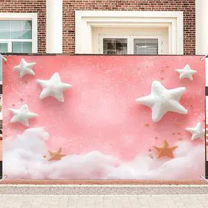 90x70" Pink Star Cloud Glitter Backdrop | Magical pink glitter backdrop with fluffy clouds and star pillows for playroom decor 90x70" Pink Star Cloud Glitter Backdrop | Magical pink glitter backdrop with fluffy clouds and star pillows for playroom decor