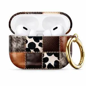 Compatible with AirPod Pro 3 Case 2025,Shockproof Protective Cover with Keychain,Multi-Theme Graphic Design Shell for Men Women,Ideal for Gym&Travel(Leather Patchwork Cowhide Fur) Compatible with AirPod Pro 3 Case 2025,Shockproof Protective Cover with Keychain,Multi-Theme Graphic Design Shell for Men Women,Ideal for Gym&Travel(Leather Patchwork Cowhide Fur)