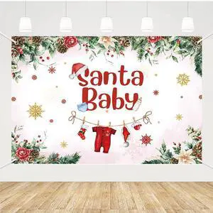 Christmas Baby Shower Backdrop Banner, Santa Xmas Tree Snowflake Decorations, Kids Winter Newborn Party Supplies, Cake Table Banner, Photo Props 8x6ft Christmas Baby Shower Backdrop Banner, Santa Xmas Tree Snowflake Decorations, Kids Winter Newborn Party Supplies, Cake Table Banner, Photo Props 8x6ft