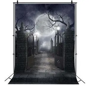 Halloween Cemetery Full Moon Haunted Photography Backdrop (6X8FT) | Graveyard Full Moon Scene Decor, Halloween/Gothic/Cosplay Photo Backdrop, Lightweight Vinyl, Easy Hang & Wipe Clean Halloween Cemetery Full Moon Haunted Photography Backdrop (6X8FT) | Graveyard Full Moon Scene Decor, Halloween/Gothic/Cosplay Photo Backdrop, Lightweight Vinyl, Easy Hang & Wipe Clean
