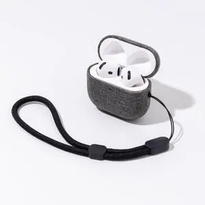 for AirPods 4 Case | Slim Hard Cover Compatible with AirPods 4th Generation | Synthetic Canvas Leather | Full Drop Protection Cover with Lanyard | Air Pods 4 Case - Gray for AirPods 4 Case | Slim Hard Cover Compatible with AirPods 4th Generation | Synthetic Canvas Leather | Full Drop Protection Cover with Lanyard | Air Pods 4 Case - Gray
