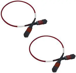 2Pcs 0.3m MPO Fiber Optic Patch Cord, OM4 Multi-Mode Cable Jumper Plug, Female to Female, 12 Core 6 Channel Type B, PC end face, LSZH 3.0mm, Compatible with 8 Core 4 Channel MPO 2Pcs 0.3m MPO Fiber Optic Patch Cord, OM4 Multi-Mode Cable Jumper Plug, Female to Female, 12 Core 6 Channel Type B, PC end face, LSZH 3.0mm, Compatible with 8 Core 4 Channel MPO