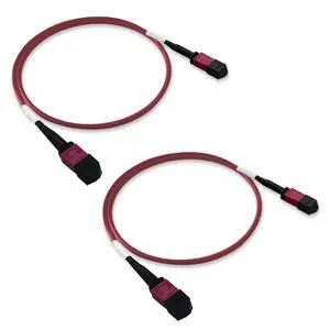 2Pcs 0.5m MPO Fiber Optic Patch Cord, OM4 Multi-Mode Cable Jumper Plug, Female to Female, 12 Core 6 Channel Type B, PC end face, LSZH 3.0mm, Compatible with 8 Core 4 Channel MPO 2Pcs 0.5m MPO Fiber Optic Patch Cord, OM4 Multi-Mode Cable Jumper Plug, Female to Female, 12 Core 6 Channel Type B, PC end face, LSZH 3.0mm, Compatible with 8 Core 4 Channel MPO