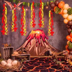 7 Pcs Volcano Eruption Party Decoration Kit, 5 x 7.5 ft Lava Flow Backdrop with 6 Flame Hanging Swirls Streamer Photo Booth Props for Floor Is Lava School Birthday Dinosaur Firefighter 7 Pcs Volcano Eruption Party Decoration Kit, 5 x 7.5 ft Lava Flow Backdrop with 6 Flame Hanging Swirls Streamer Photo Booth Props for Floor Is Lava School Birthday Dinosaur Firefighter
