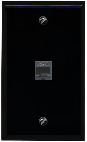 Rj11/12 Phone Black Wall Plate 1 Gang Flat Black Rj11/12 Phone Black Wall Plate 1 Gang Flat Black