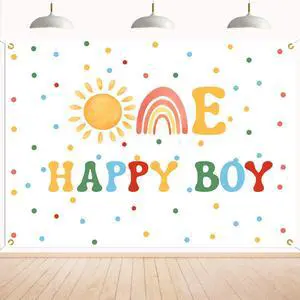 One Happy Boy Backdrop - Boho Boy's 1st Birthday Decor, First Trip Around the Sun Decor, Sunshine Birthday Baby Shower Party Decorations for boy 7x5ft One Happy Boy Backdrop - Boho Boy's 1st Birthday Decor, First Trip Around the Sun Decor, Sunshine Birthday Baby Shower Party Decorations for boy 7x5ft
