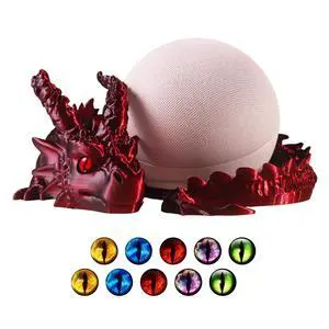 Dragon Holder for Echo Dot 4th/5th Gen, 3D Printed Echo Dot Cover, 5 Color Eye Sets, Originally Designed Echo Dot Stand, Unique Echo Dot Case (Black Red) Dragon Holder for Echo Dot 4th/5th Gen, 3D Printed Echo Dot Cover, 5 Color Eye Sets, Originally Designed Echo Dot Stand, Unique Echo Dot Case (Black Red)
