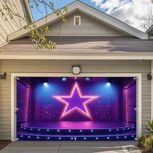 7X8ft Show Stage Garage Door Cover Background Purples Star Spotlight Hall Club Rockstar Music Party Background Dance for Movie Night Performance Party Outdoor Indoor Banner Cover 7X8ft Show Stage Garage Door Cover Background Purples Star Spotlight Hall Club Rockstar Music Party Background Dance for Movie Night Performance Party Outdoor Indoor Banner Cover