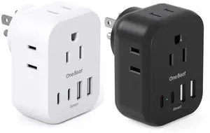 Travel Cruise Ship Essentials, Multi Plug Wall Outlet Extender with 4 Outlets 4 USB (2 USB-C), Cruise Approved Power Strip Non Surge Protector, Plug Adapter, White + Black Travel Cruise Ship Essentials, Multi Plug Wall Outlet Extender with 4 Outlets 4 USB (2 USB-C), Cruise Approved Power Strip Non Surge Protector, Plug Adapter, White + Black