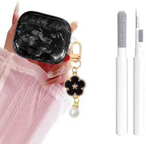 for Airpods 4 Case Glitter Shell,Cute Luxury Shell Pattern | Soft TPU Airpods 4th Generation Case Cover with Girly Five-leaf Shell Flower Pearl Keychain&Cleaning Pen Women Girls-Black for Airpods 4 Case Glitter Shell,Cute Luxury Shell Pattern | Soft TPU Airpods 4th Generation Case Cover with Girly Five-leaf Shell Flower Pearl Keychain&Cleaning Pen Women Girls-Black