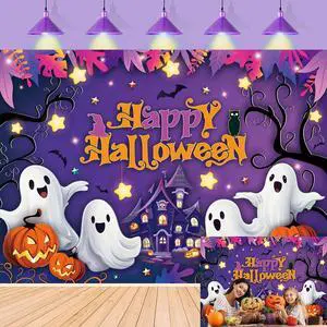 Purple Happy Halloween Backdrop Cartoon Spooky Pumpkin Castle Scary Photography Background Kids Adult Horror Birthday Party Decorations Banner Photo Prop (8x6FT) Purple Happy Halloween Backdrop Cartoon Spooky Pumpkin Castle Scary Photography Background Kids Adult Horror Birthday Party Decorations Banner Photo Prop (8x6FT)