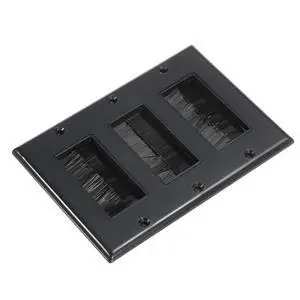 Brush Wall Plate Decoration Wall Panel Cable Pass Through Three Gang 163mmx114mm Black for Low-Voltage Cables Brush Wall Plate Decoration Wall Panel Cable Pass Through Three Gang 163mmx114mm Black for Low-Voltage Cables