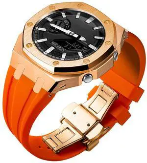 Ga2100 Band Case Strap Mod Kit,Pink Gold Stainless Steel Metal Case Bezel 9 match Color Silicone Band Strap Parts Compatible With Casio G shock Ga-2100 Ga-2110 GAB-2100 Ga2100 Band Case Strap Mod Kit,Pink Gold Stainless Steel Metal Case Bezel 9 match Color Silicone Band Strap Parts Compatible With Casio G shock Ga-2100 Ga-2110 GAB-2100