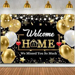 Welcome Home Banner Backdrop Decorations,Black Gold Welcome Back We Missed You So Much Banner Sign Background for Family Reunion Graduate Military Return Homecoming Party Decor Photo Booth Props 7x5ft Welcome Home Banner Backdrop Decorations,Black Gold Welcome Back We Missed You So Much Banner Sign Background for Family Reunion Graduate Military Return Homecoming Party Decor Photo Booth Props 7x5ft